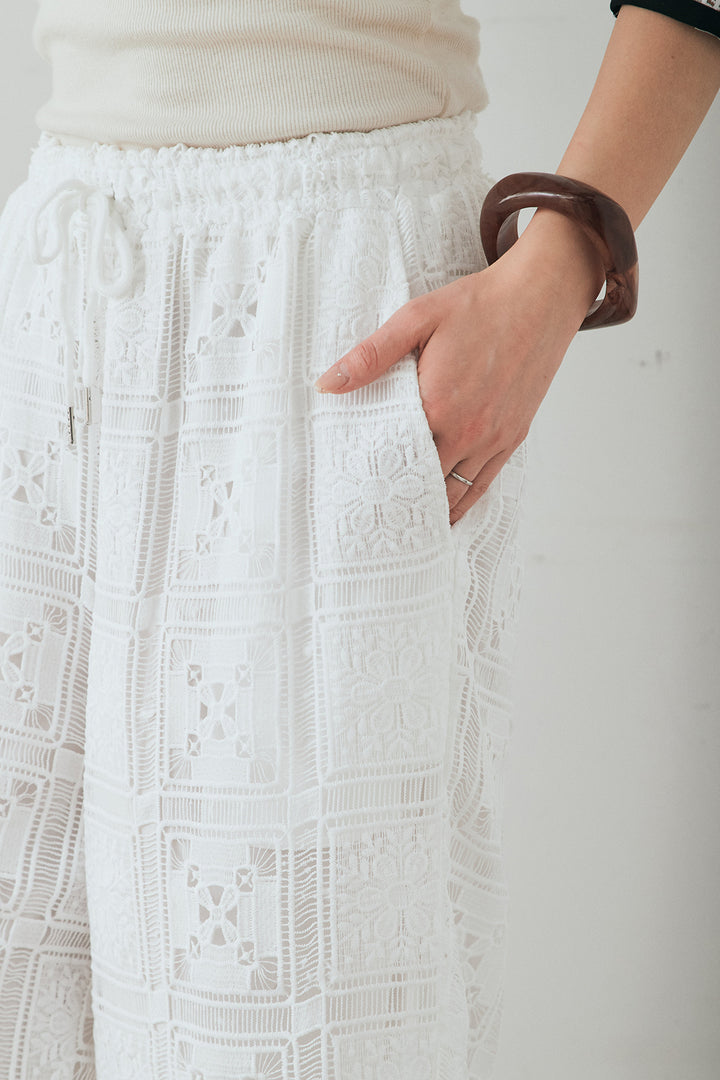 [SET]クロシェレースカーディガン+クロシェレースイージーパンツ(2set)