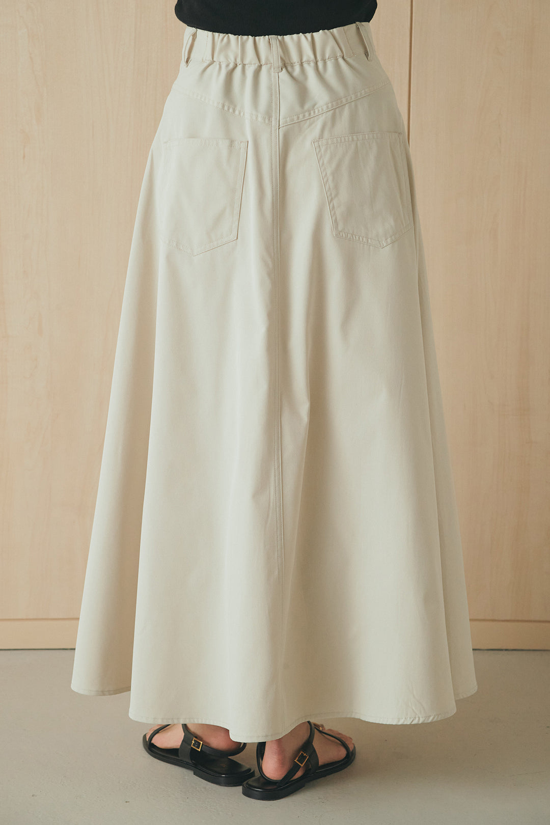 [SET]フロントテープデザイン半袖カーディガン+ミリタリーツイルタックフレアスカート(2set)