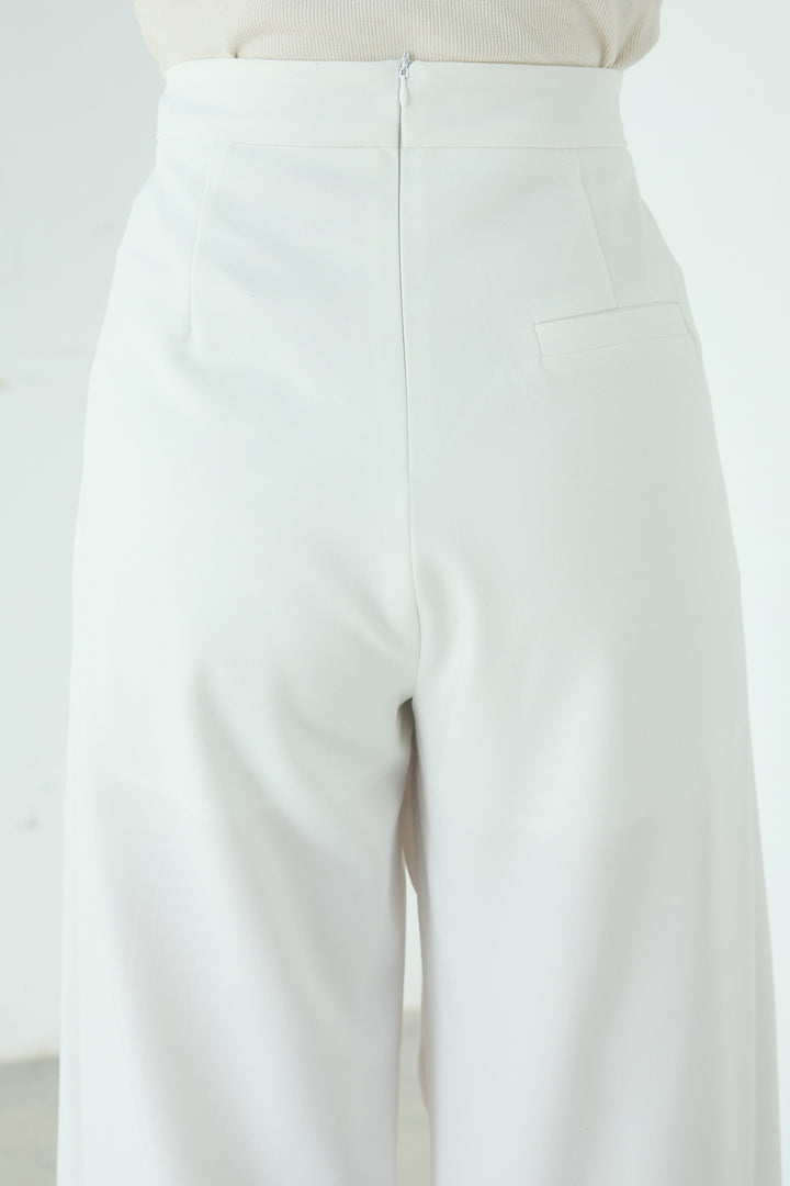 [SET]ネックギャザーフリルスウェット+サイドベルトタック入りスラックス(2set)