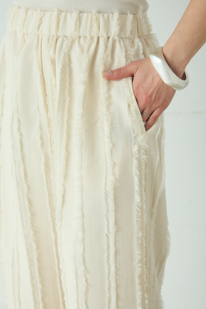 フリンジジャガードワイドパンツ