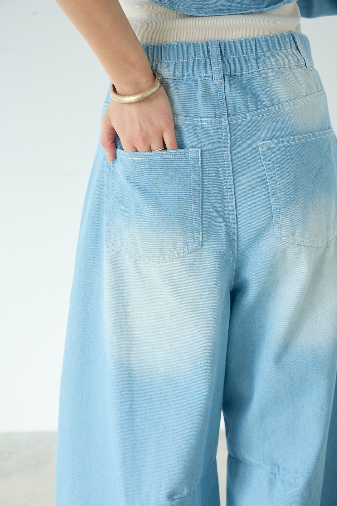 ヴィンテージ加工デニムワイドパンツ