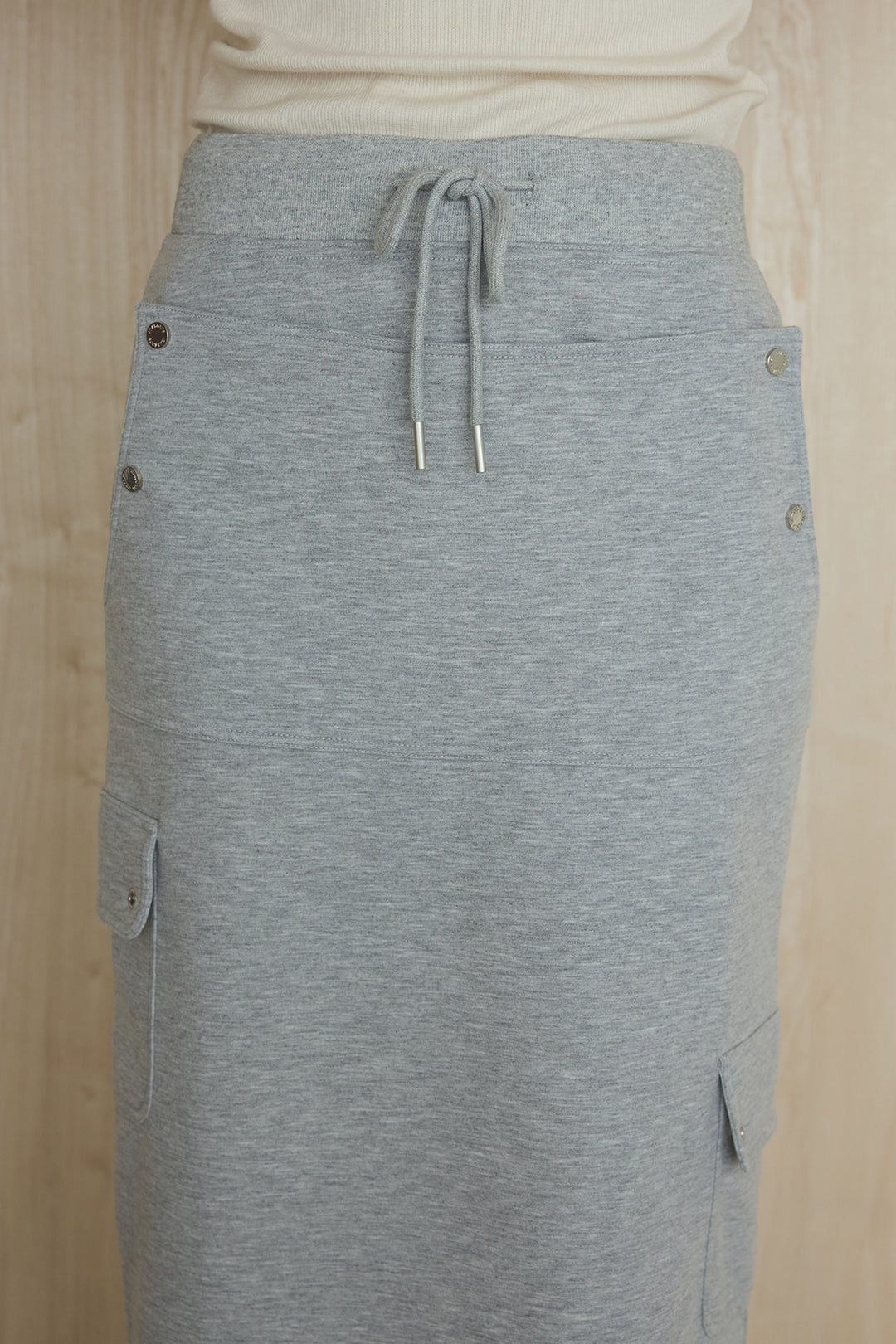 [SET]異素材切替シアーメッシュカーディガン+ドットボタン付きカットタイトスカート(2set)