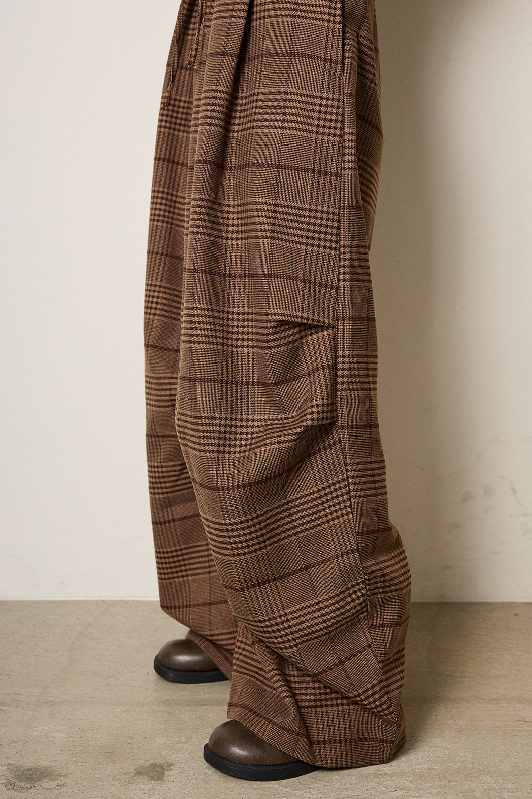 グレンチェックルーズタックパンツ