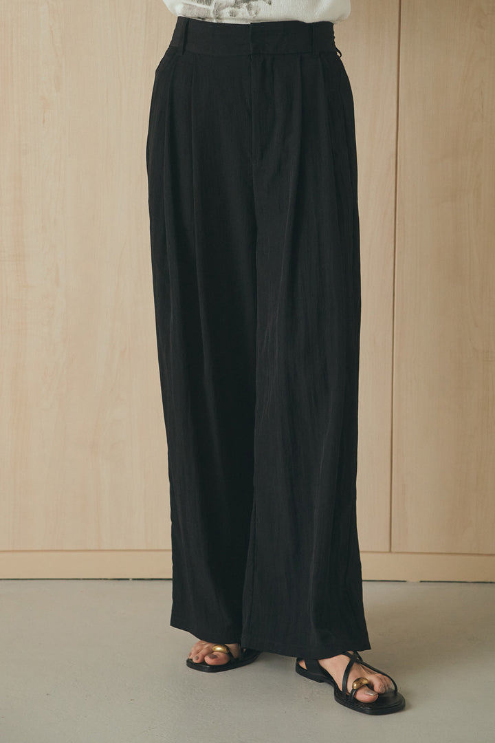 [SET]リネンライクテーラードハーフスリーブジャケット+リネンライク2タックワイドパンツ(2set)