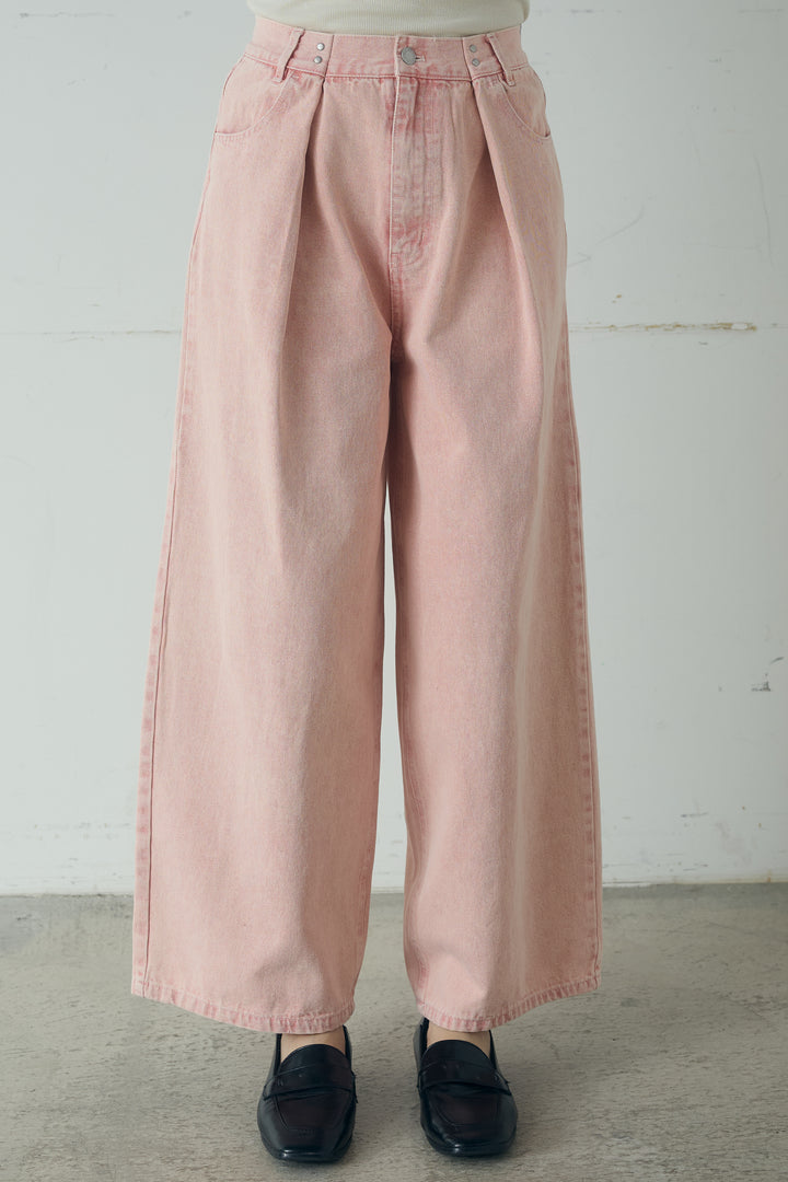 カラーデニムタックカーブパンツ