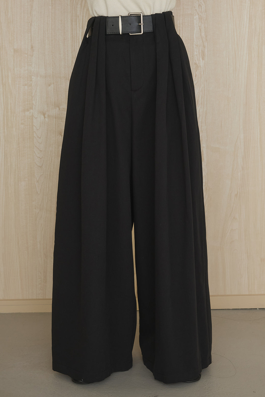 [SET]幾何レースブルゾン+ベルト付きビックループワイドパンツ(2set)