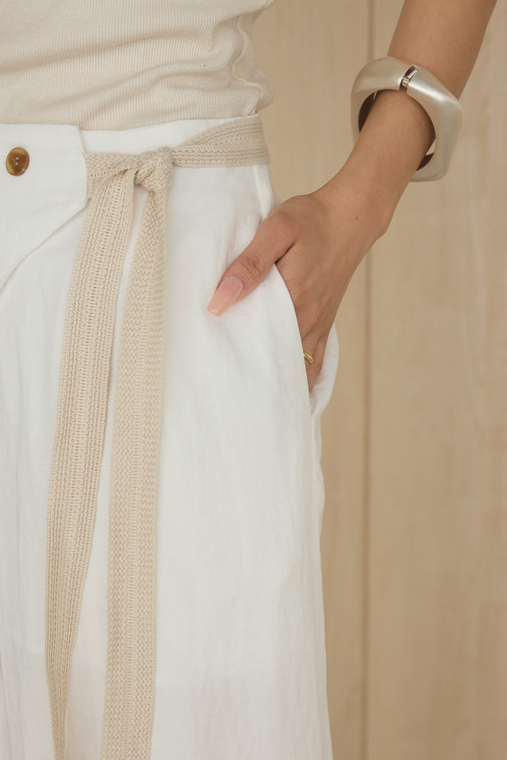 [SET]グラフィックサムデイワイドクロップドT+異素材ベルト付きラップ風ニュアンスワイドパンツ(2set)