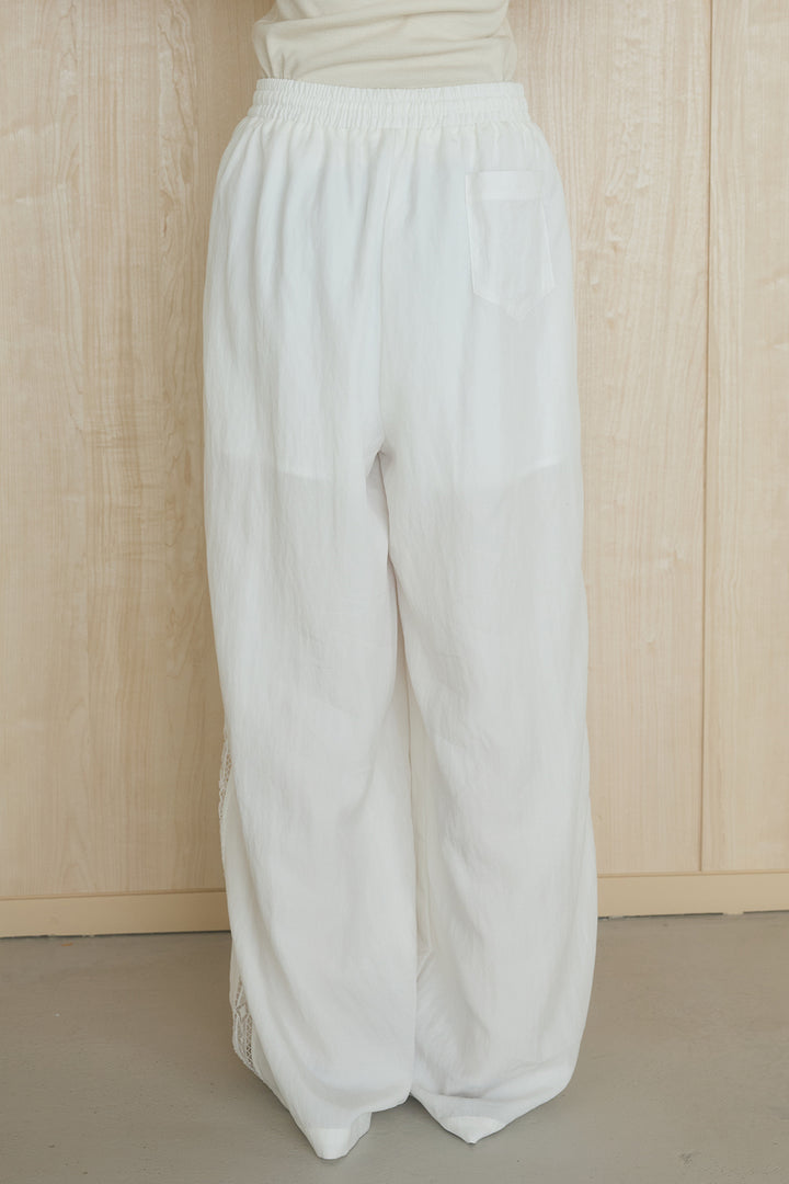 [SET]麻混ショルダーライン柄シャツ+麻混サイドライン柄パンツ(2set)