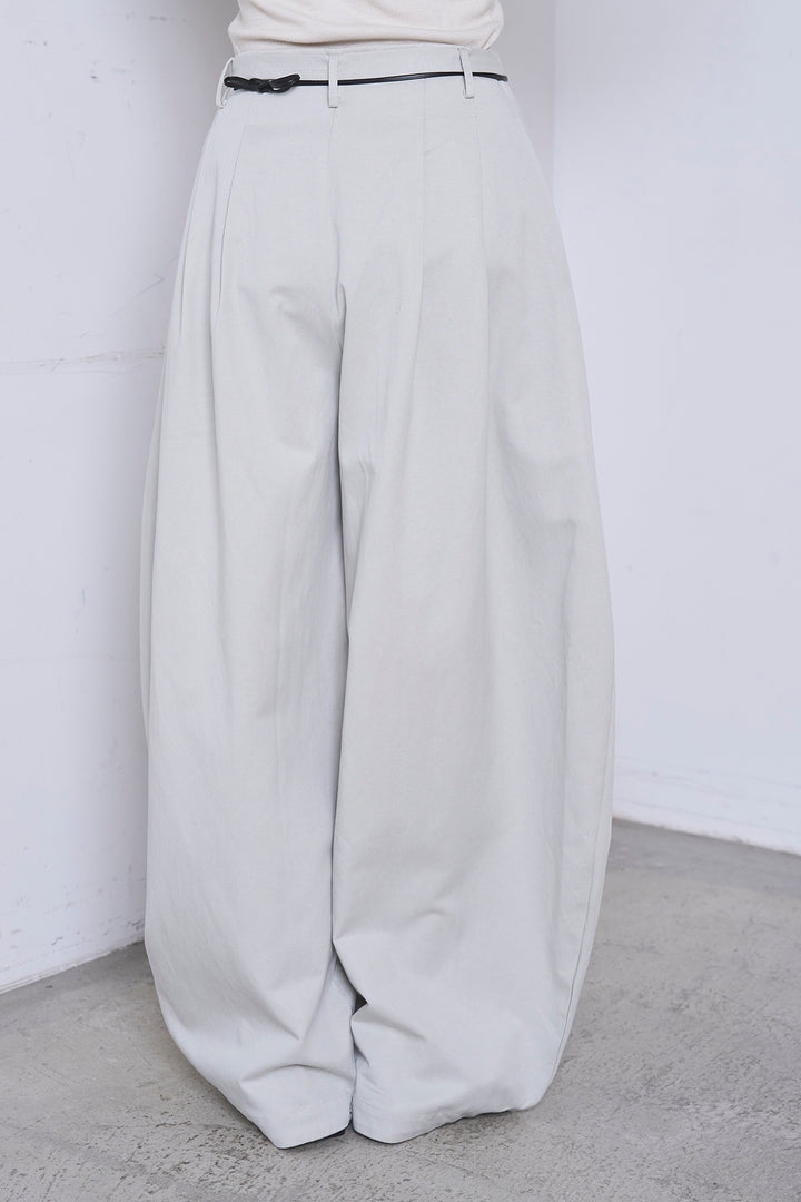 [SET]フリルボタンブラウス+紐ベルト付きカーブワイドパンツ(2set)