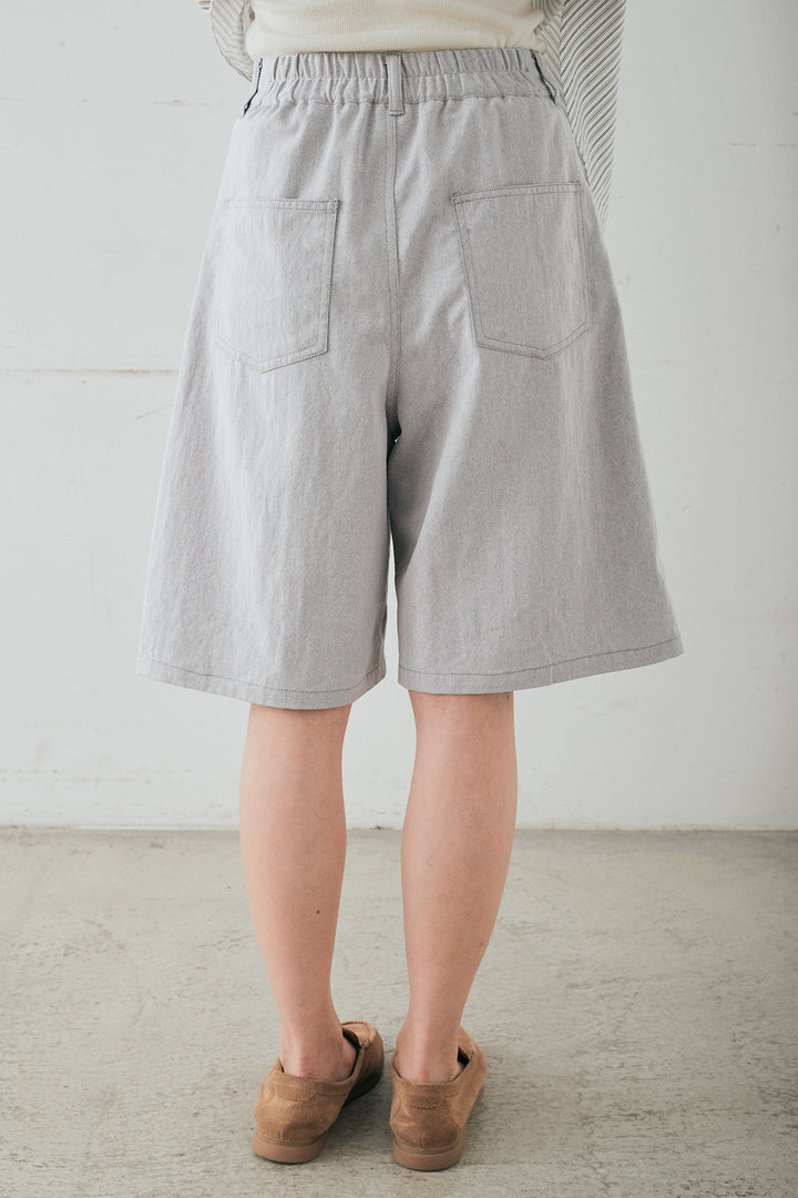 [SET]ランダムストライプスカーフ付きシャツ+デニムハーフパンツ(2set)