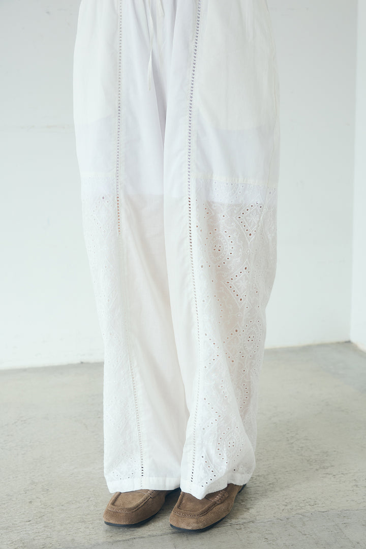 [SET]ローンレースオープンカラーシャツ+ローンレースイージーパンツ(2set)