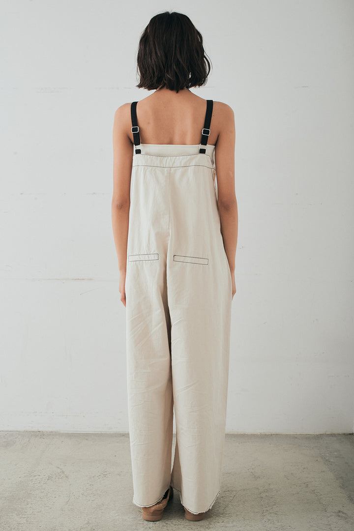 [SET]シアーダンボールサイドドロストジャケット+綿ツイルアシメサロペット(2set)