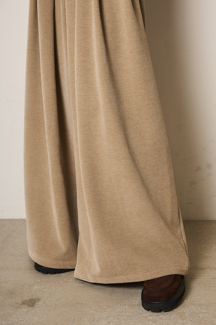 [SET]ノーカラー幾何学模様アウター+ベルトループコーデュロイワイドパンツ(2set)