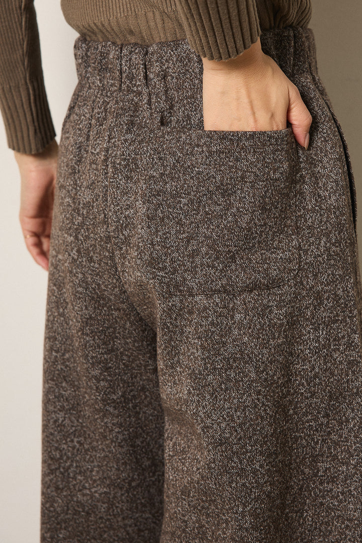 [SET]ハイネックボーダーニットカーディガン+杢ニットフレアパンツ(2set)