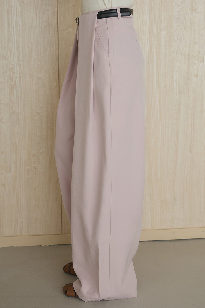 [SET]ヘンリーネックダメージニットプルオーバー+ビックベルトループタックベルト付きワイドパンツ(2set)