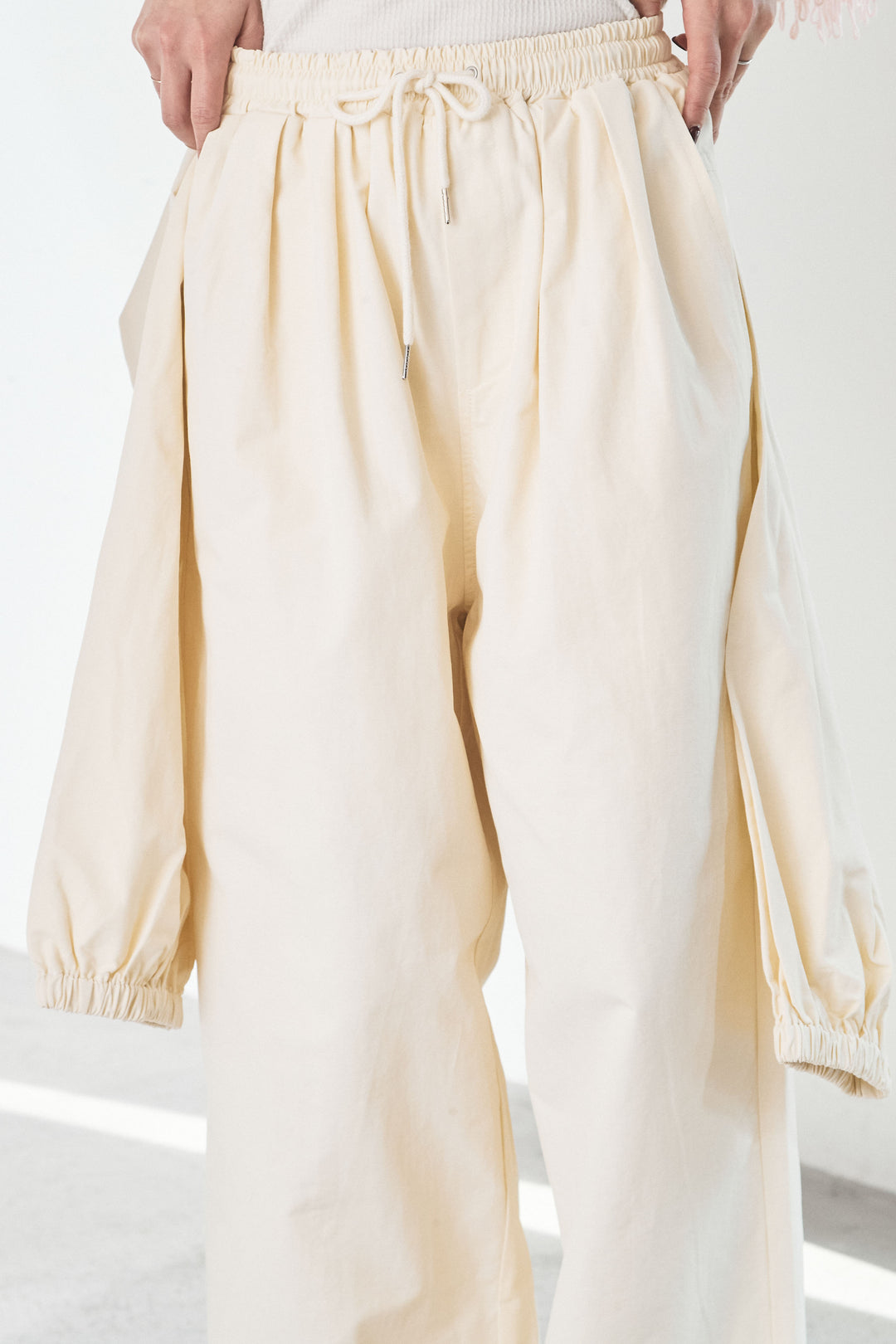 [SET]ヴィンテージグラフィックロンT+合繊ツイルスタンドウエスト巻きジョガーパンツ(2set)