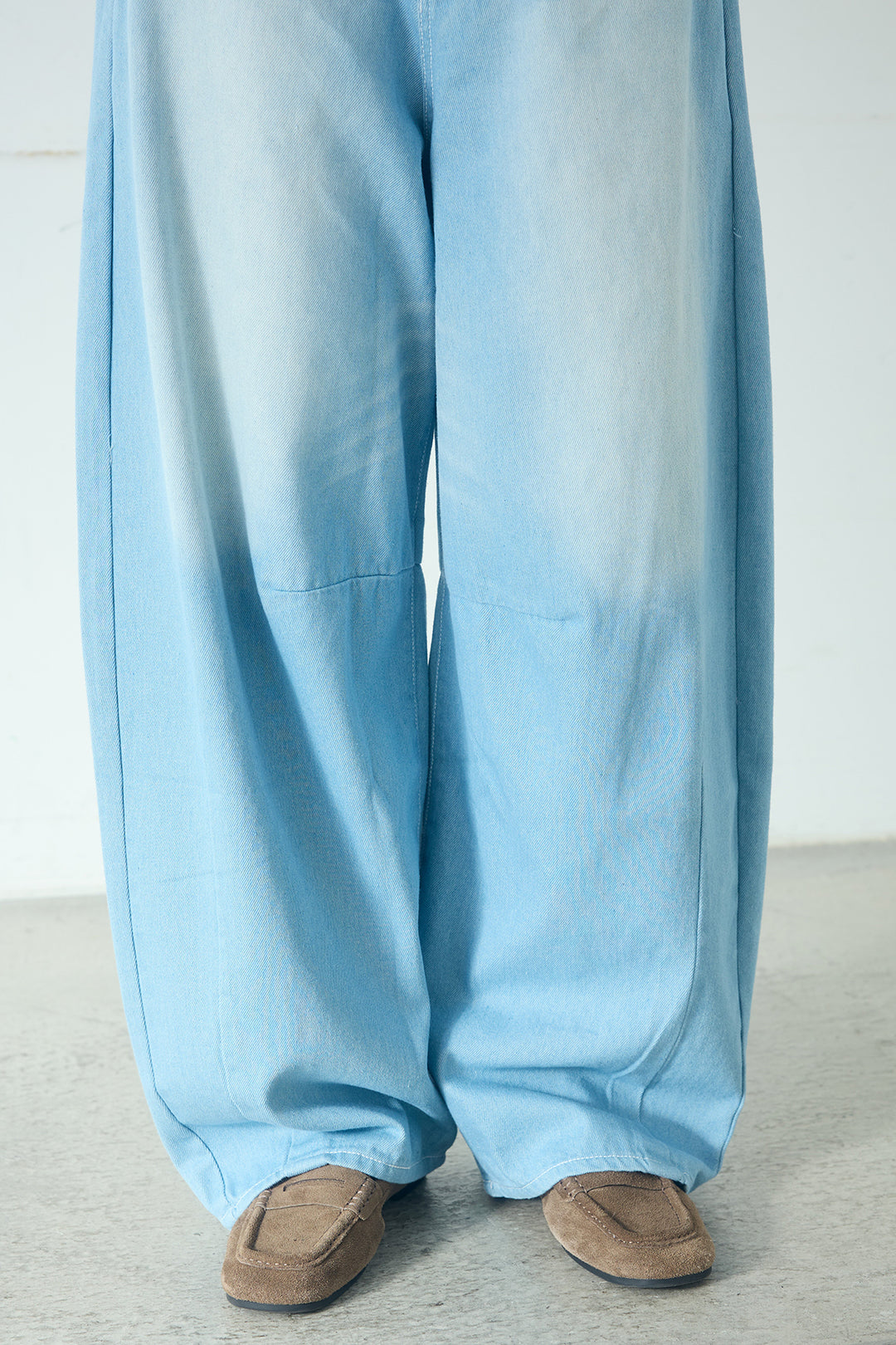 [SET]ヴィンテージ加工デニムオーバーシャツ+ヴィンテージ加工デニムワイドパンツ(2set)