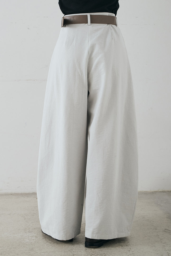 [SET]裾巻きツイストデザインシャツ+ベルト付きサイドタックワイドパンツ(2set)