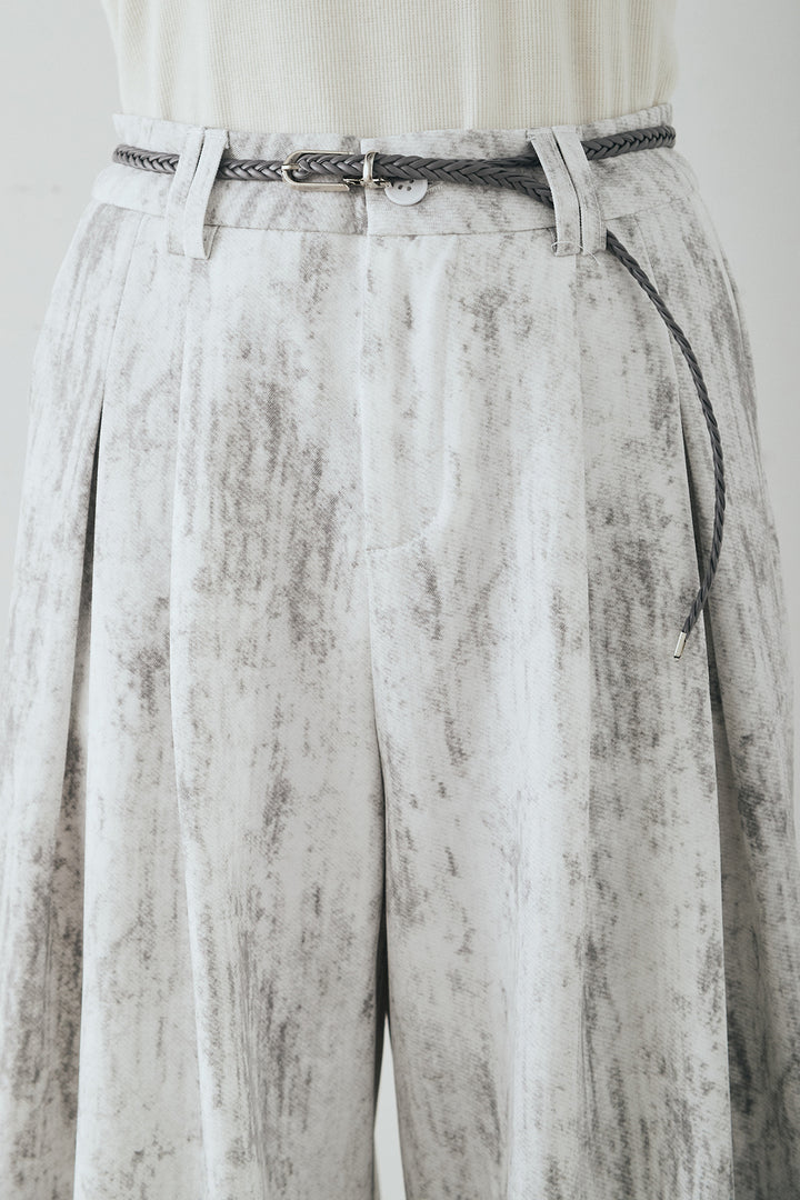 [SET]シアーダンボールサイドドロストジャケット+紐ベルト付きかすれ柄ワイドスラックス(2set)