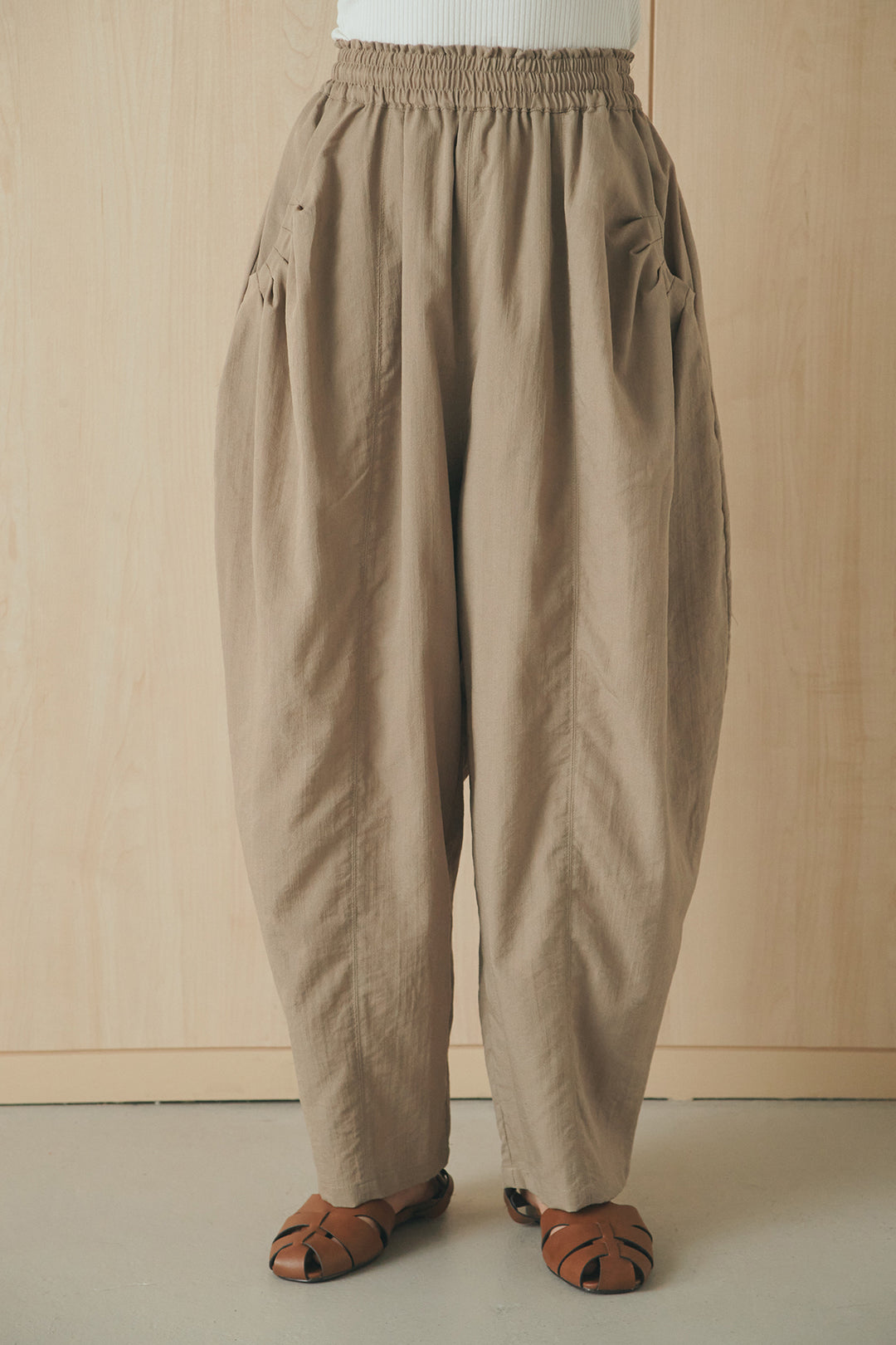 [SET]長袖襟付きレースシャツ+ポケットタックフォルムパンツ(2set)