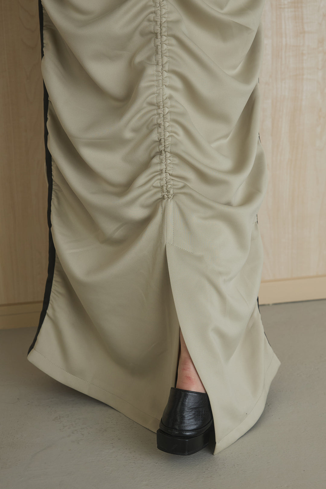 [SET]異素材切替ZIPブルゾン+サイドラインギャザースカート(2set)