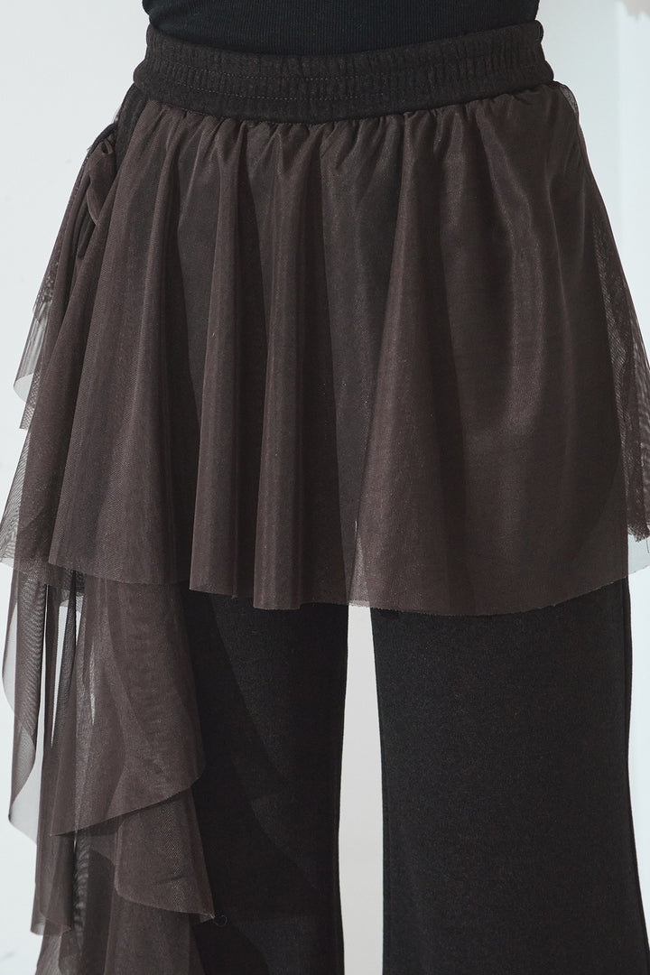 [SET]ルーズシルエットダブルテーラードジャケット+チュールレイヤードニットパンツ(2set)