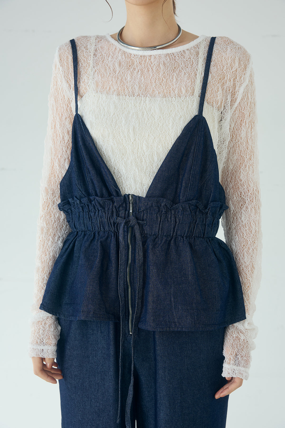 [SET]スラブネップツイードフリンジテーラードジャケット+デニムペプラムコンビネゾン(2set)