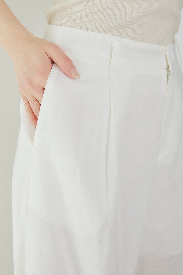 麻混サイドニュアンス柄パンツ