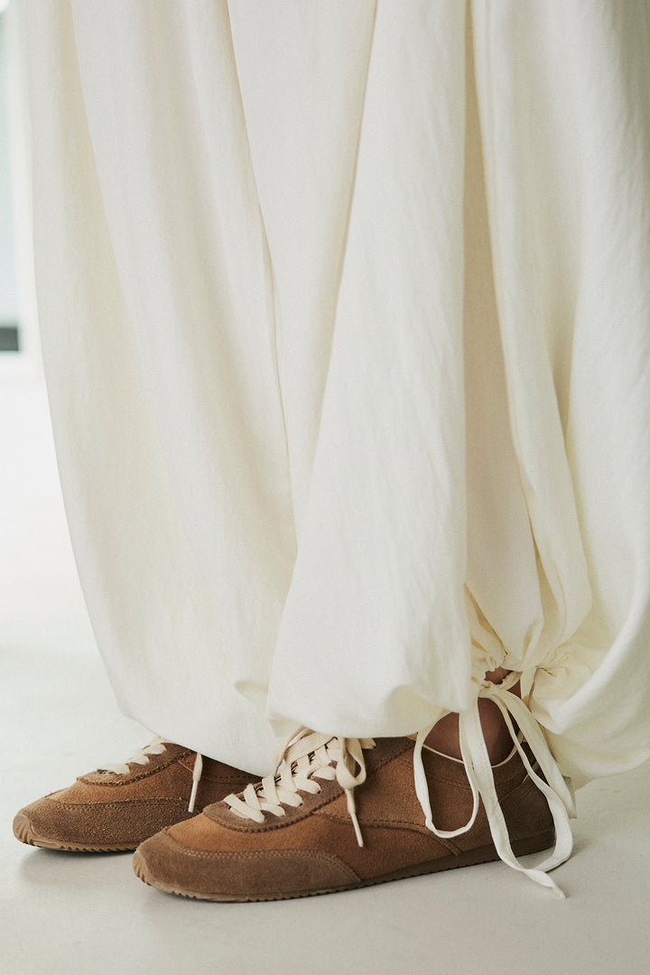 ウエスト絞りワイドパンツ