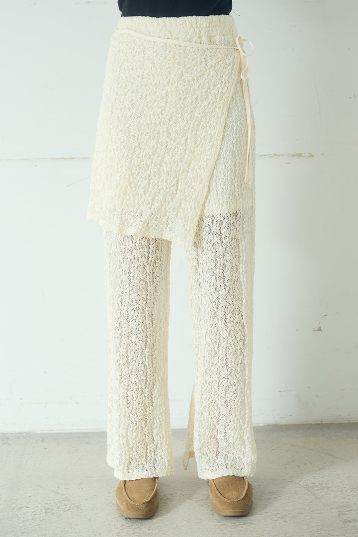 ストレッチレースパンツ＆ラップスカートセット