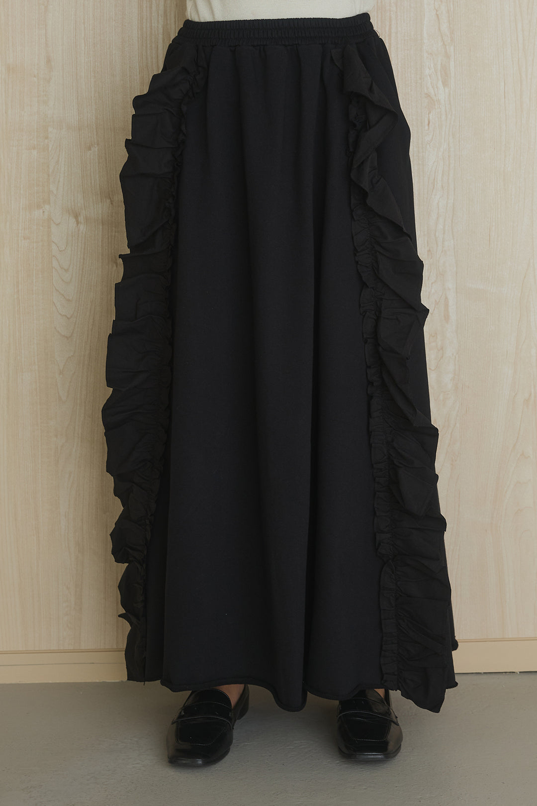 [SET]アームパッチスウェットプルオーバー+ビッグフリルスウェットロングスカート(2set)