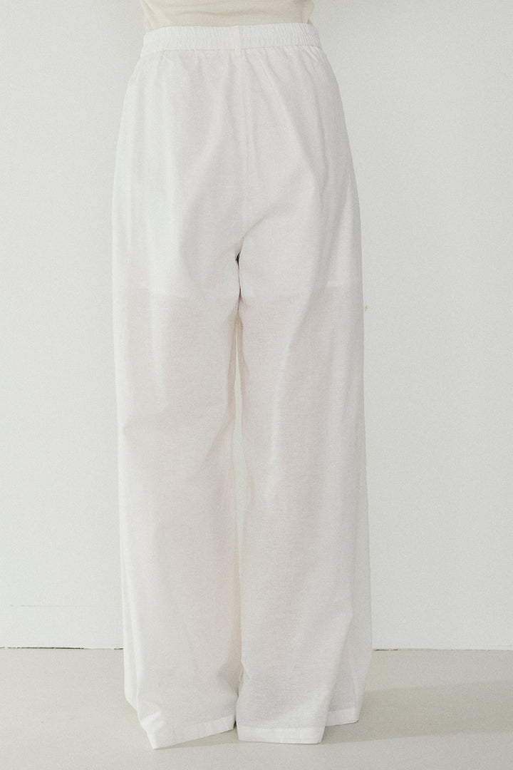 麻混サイドニュアンス柄パンツ