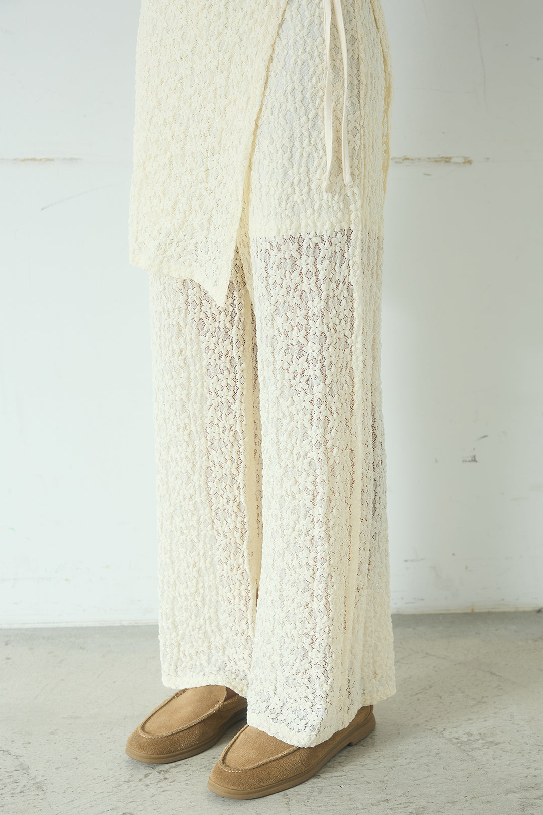 [SET]裾ドロストナンバービッグTシャツ+ストレッチレースパンツ＆ラップスカートセット(2set)