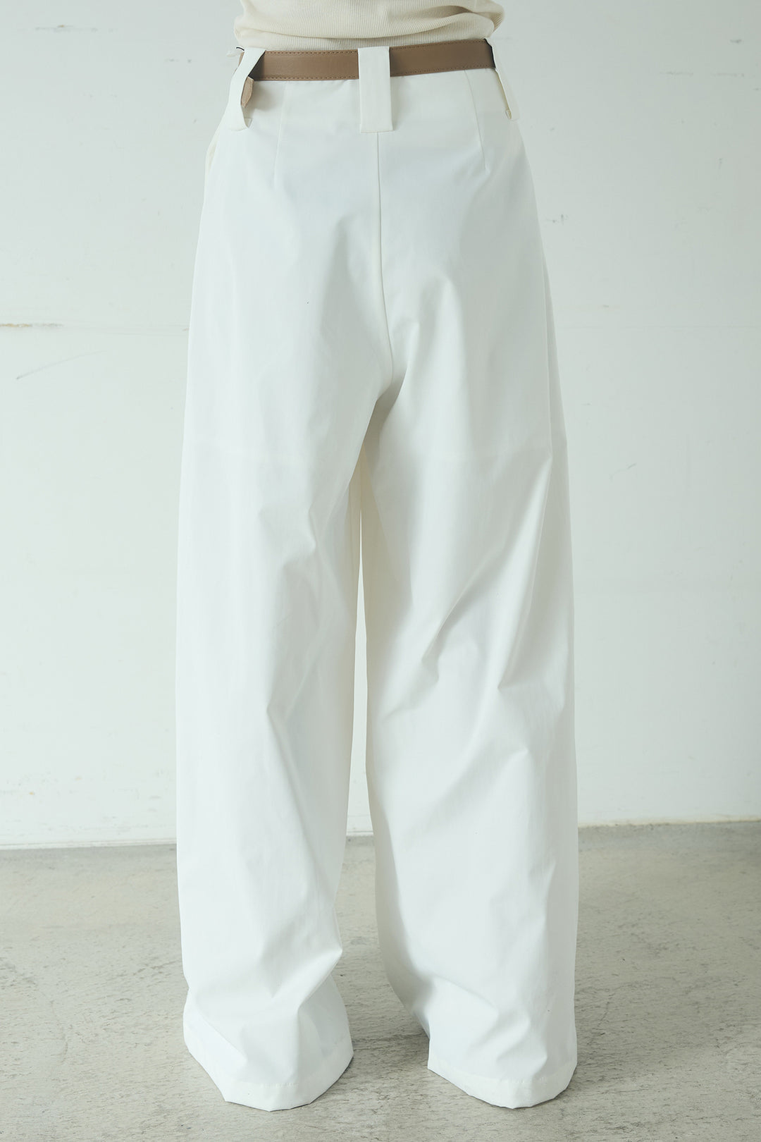 [SET]デニムライクビッグツーポケシアーシャツ+ベルトループデザインハイウエストタックパンツ(2set)