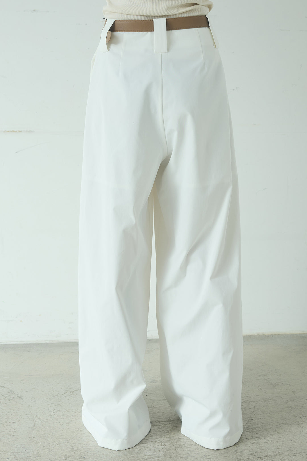 [SET]デニムライクビッグツーポケシアーシャツ+ベルトループデザインハイウエストタックパンツ(2set)