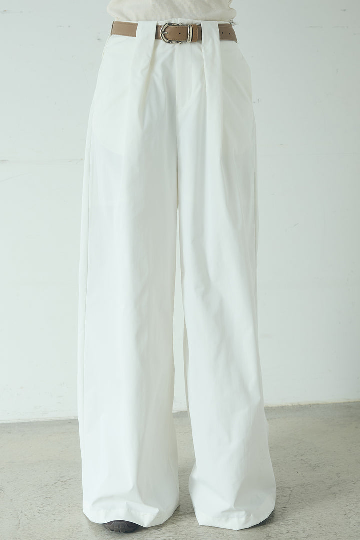 [SET]フロントテープデザイン半袖カーディガン+ベルトループデザインハイウエストタックパンツ(2set)