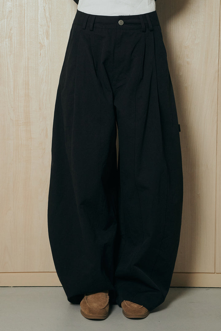 [SET]ドットフリル長袖ブラウス+コットンポリツータックセンターシームカーブパンツ(2set)