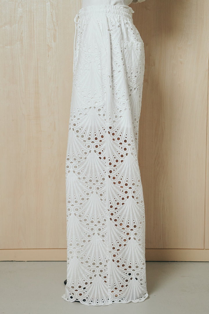 [SET]レースフリルドッキングアウター+レース刺繍リラックスパンツ(2set)