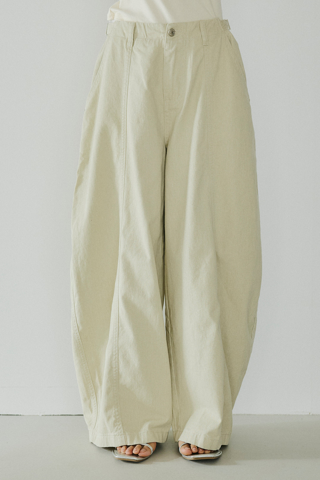 [SET]フロントテープデザイン半袖カーディガン+サイドベルトカーブワイドパンツ(2set)