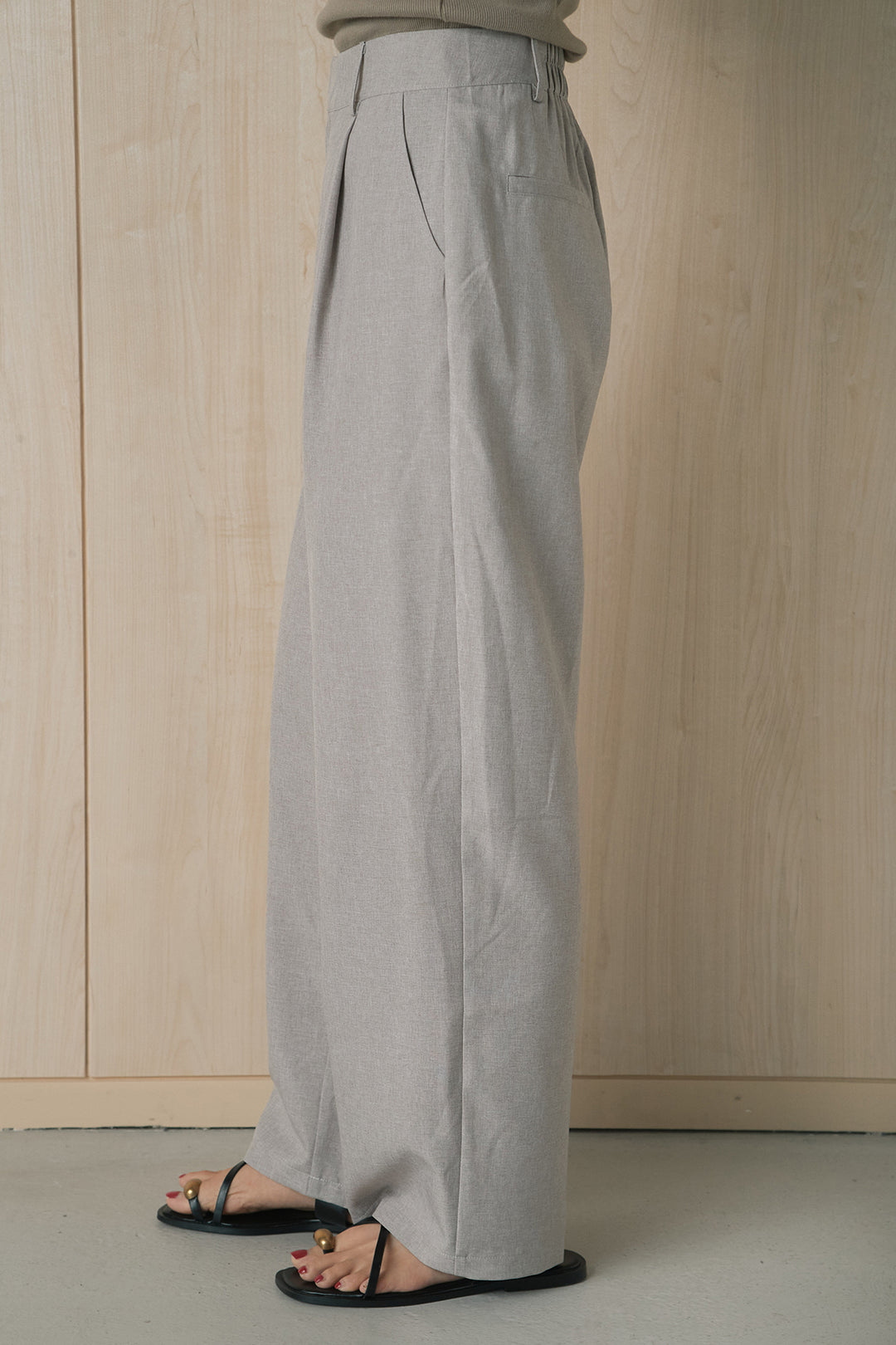 杢無地タックワイドパンツ