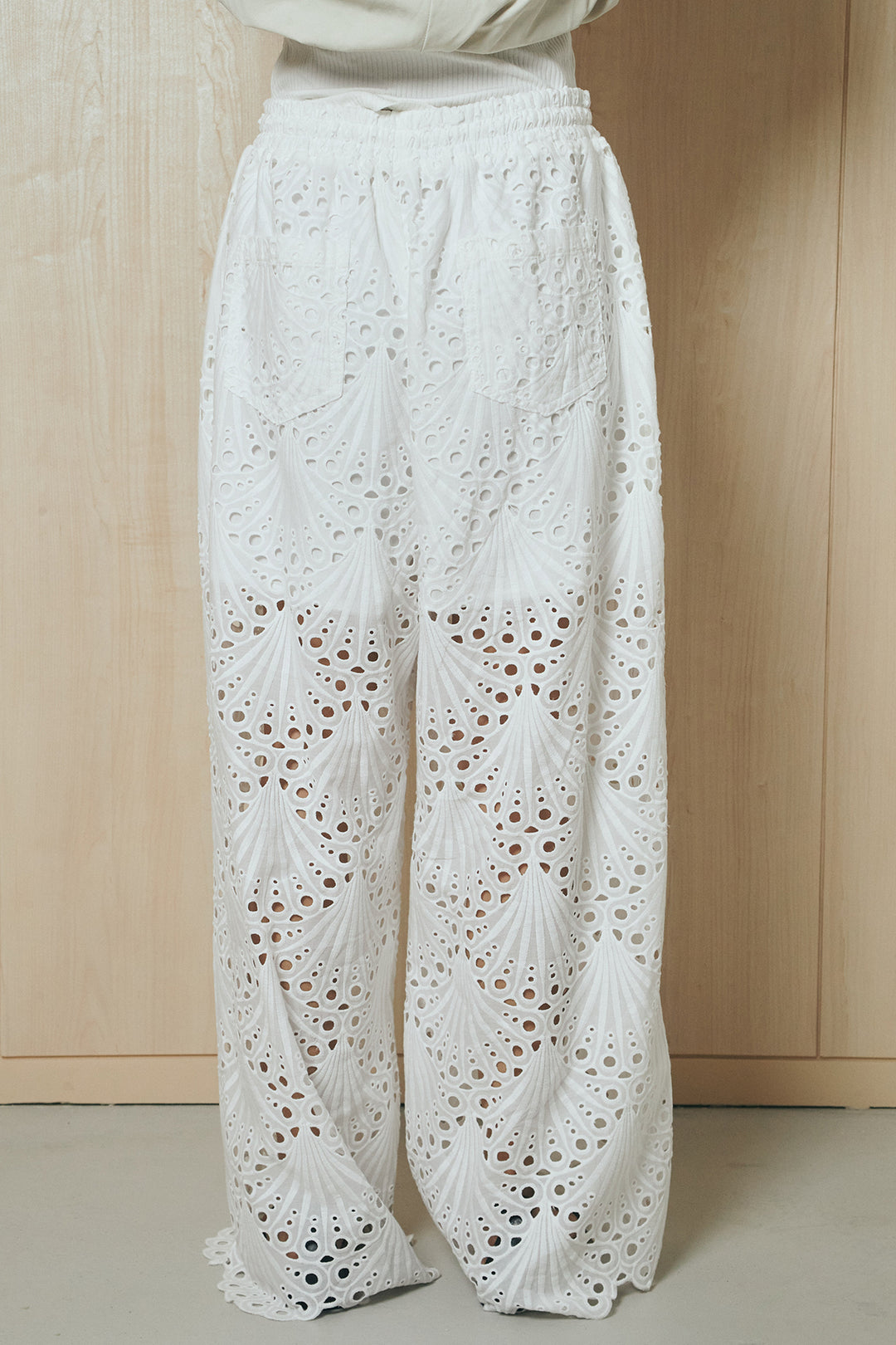 [SET]レースフリルドッキングアウター+レース刺繍リラックスパンツ(2set)