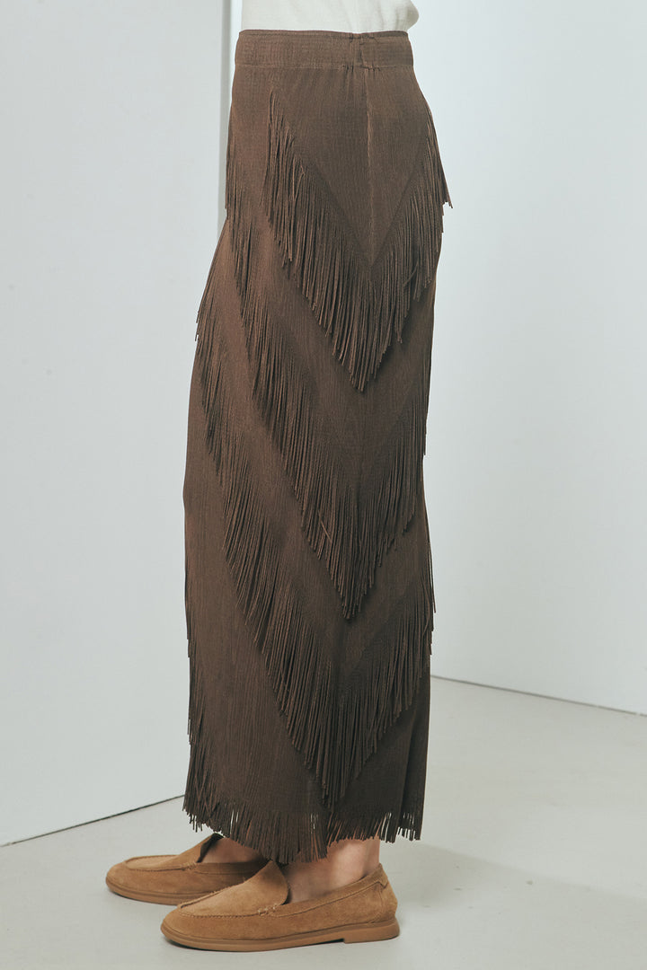 [SET]半袖TIMEロゴカットソー+斜めフリンジデザインスカート(2set)