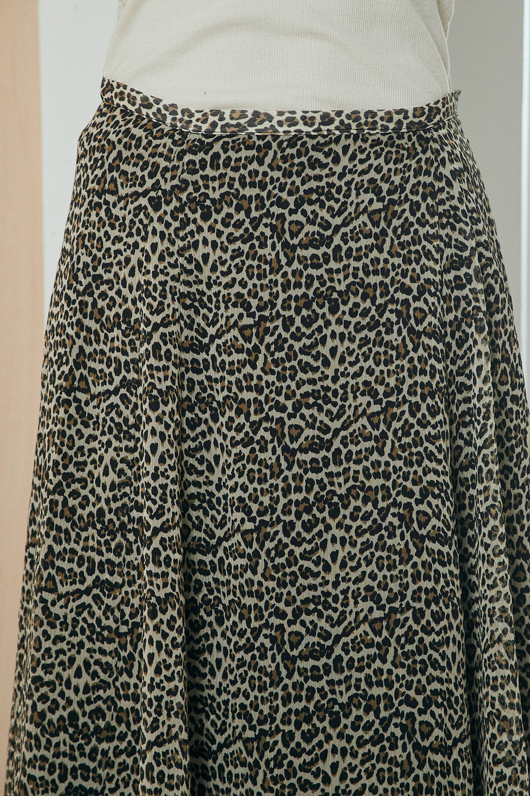 [SET]麻混リラックスニットトップス+リラックスレオパードロングスカート(2set)