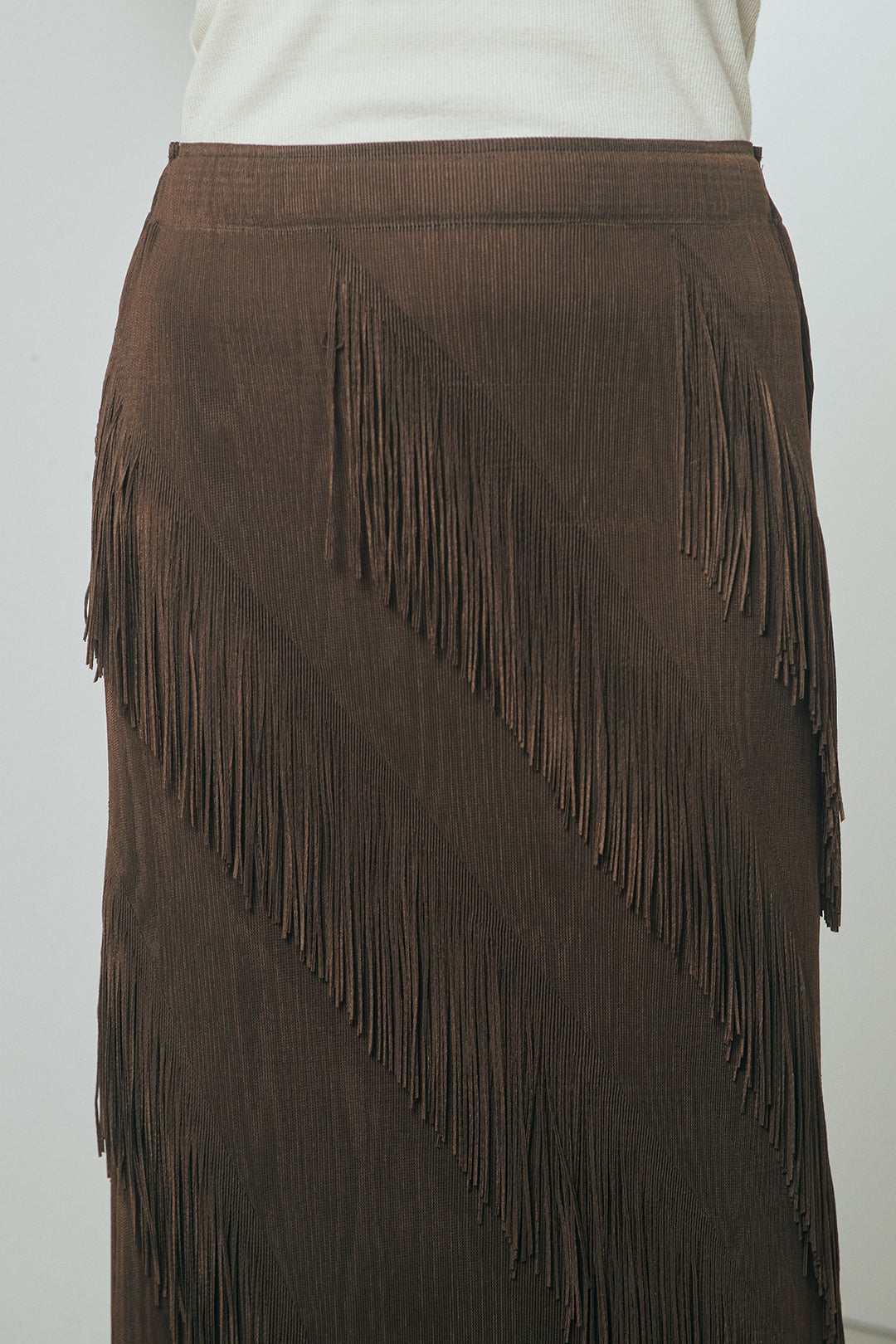 [SET]半袖TIMEロゴカットソー+斜めフリンジデザインスカート(2set)