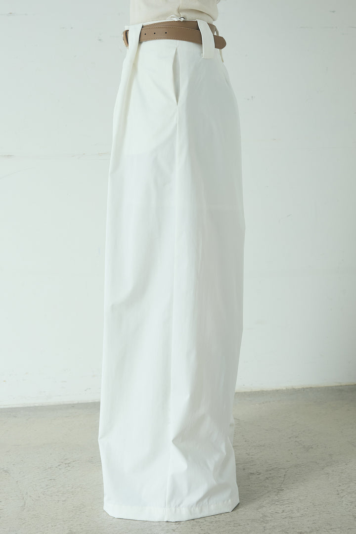 [SET]半袖モノトーングラフィックトップス+ベルトループデザインハイウエストタックパンツ(2set)