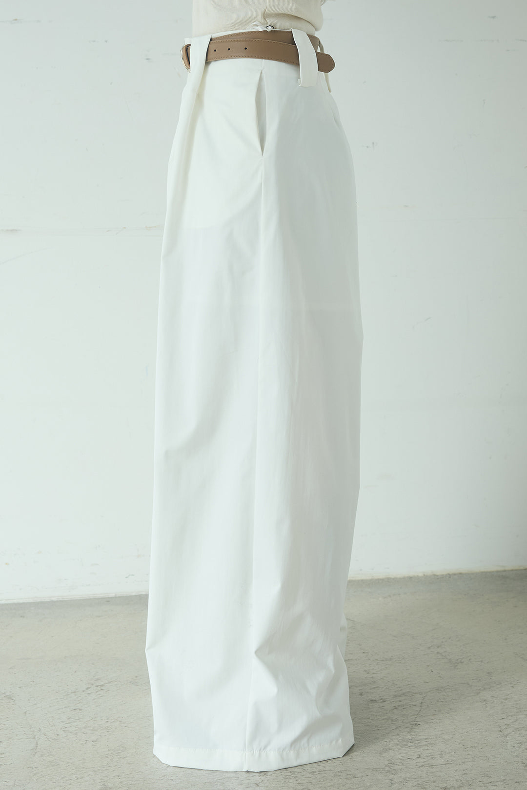 [SET]フロントテープデザイン半袖カーディガン+ベルトループデザインハイウエストタックパンツ(2set)