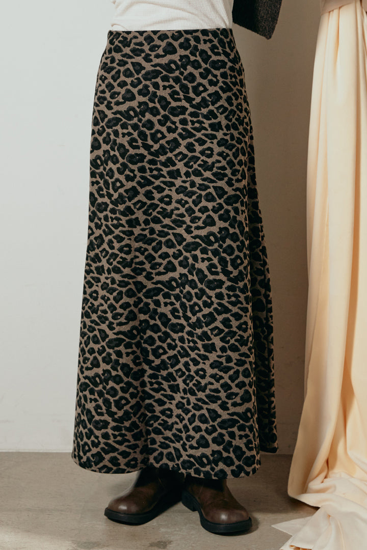 [SET]シャギーショートジャケット+レオパードロングスカート(2set)