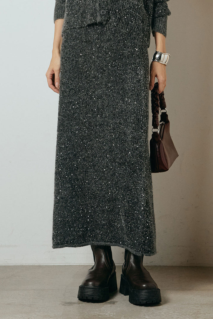 ミニラメニットスカート