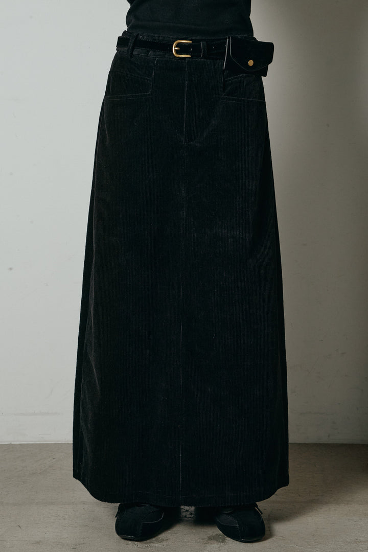 ポーチベルト付きコーデュロイワイドスカート