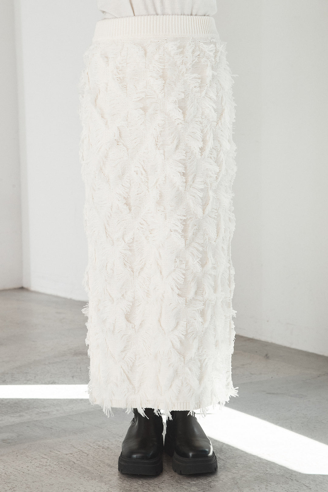 [SET]レザーライクオーバーサイズブルゾン+カットフリンジニットタイトスカート(2set)